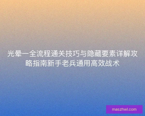 光晕一全流程通关技巧与隐藏要素详解攻略指南新手老兵通用高效战术