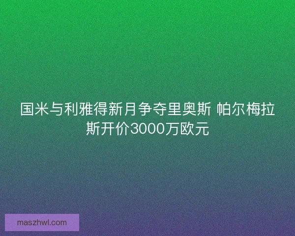 国米与利雅得新月争夺里奥斯 帕尔梅拉斯开价3000万欧元